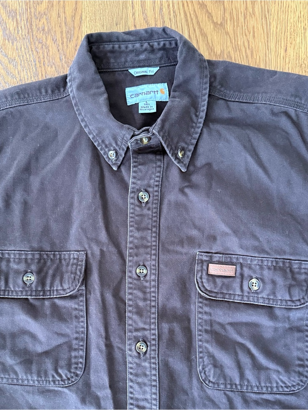 Carhartt Original Fit Men’s Large Tall Brown Long Sleeve Work Shirt Button Up